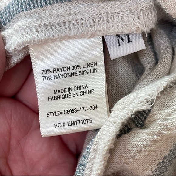 Cloth & STONE ANTHROPOLOGIE striped linen strapless cropped wide-leg jumpsuit M - Picture 7 of 11